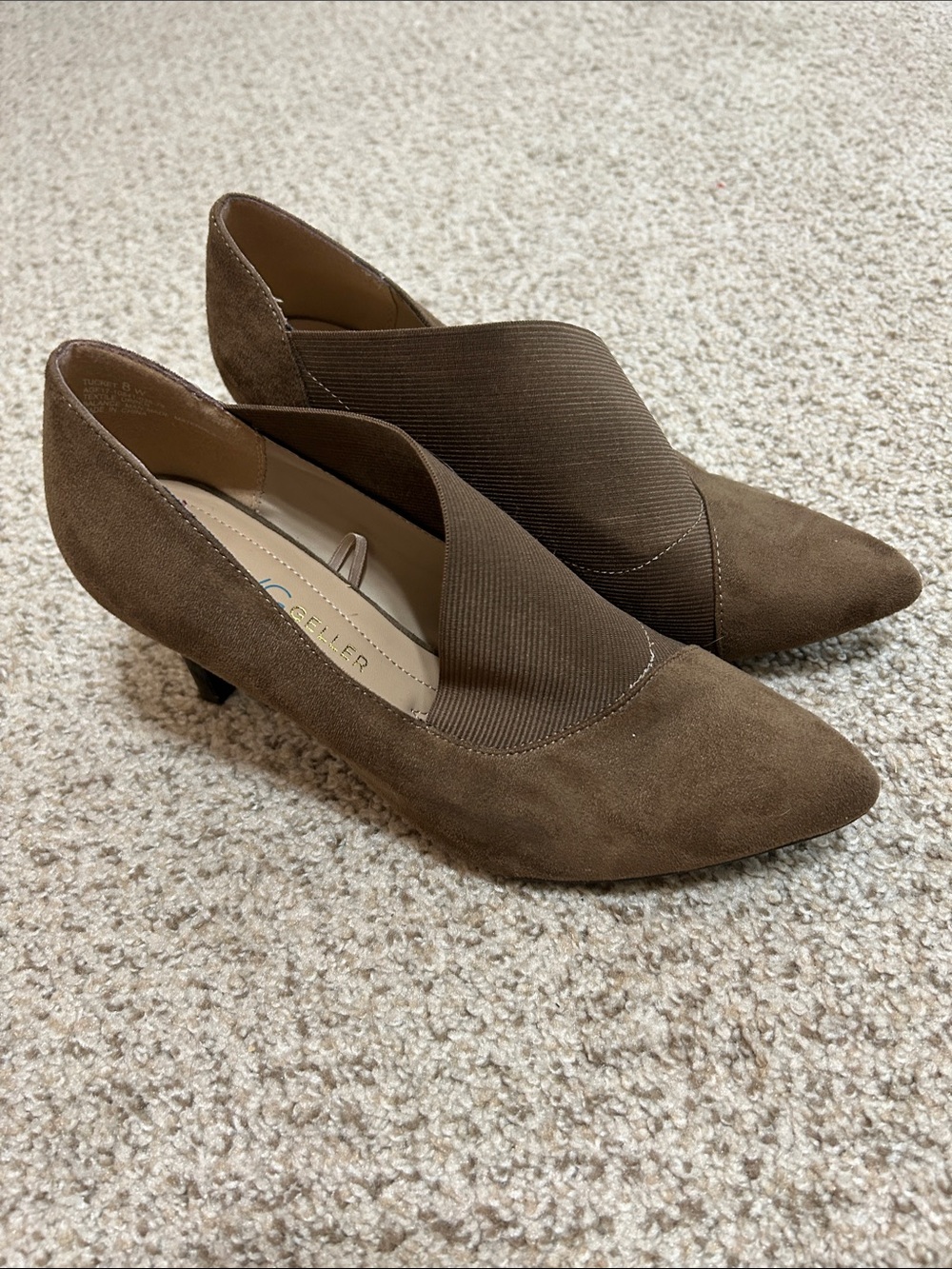 Andrew Geller Brown Suede Pointed-Toe Heel Pumps